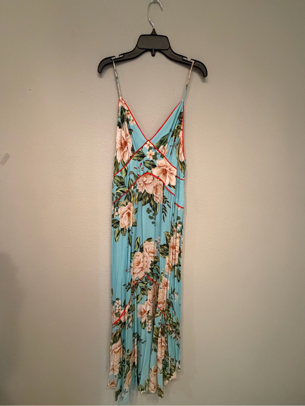 Nwt!! Farm Rio Sky Blue Floral Slip Maxi Dress